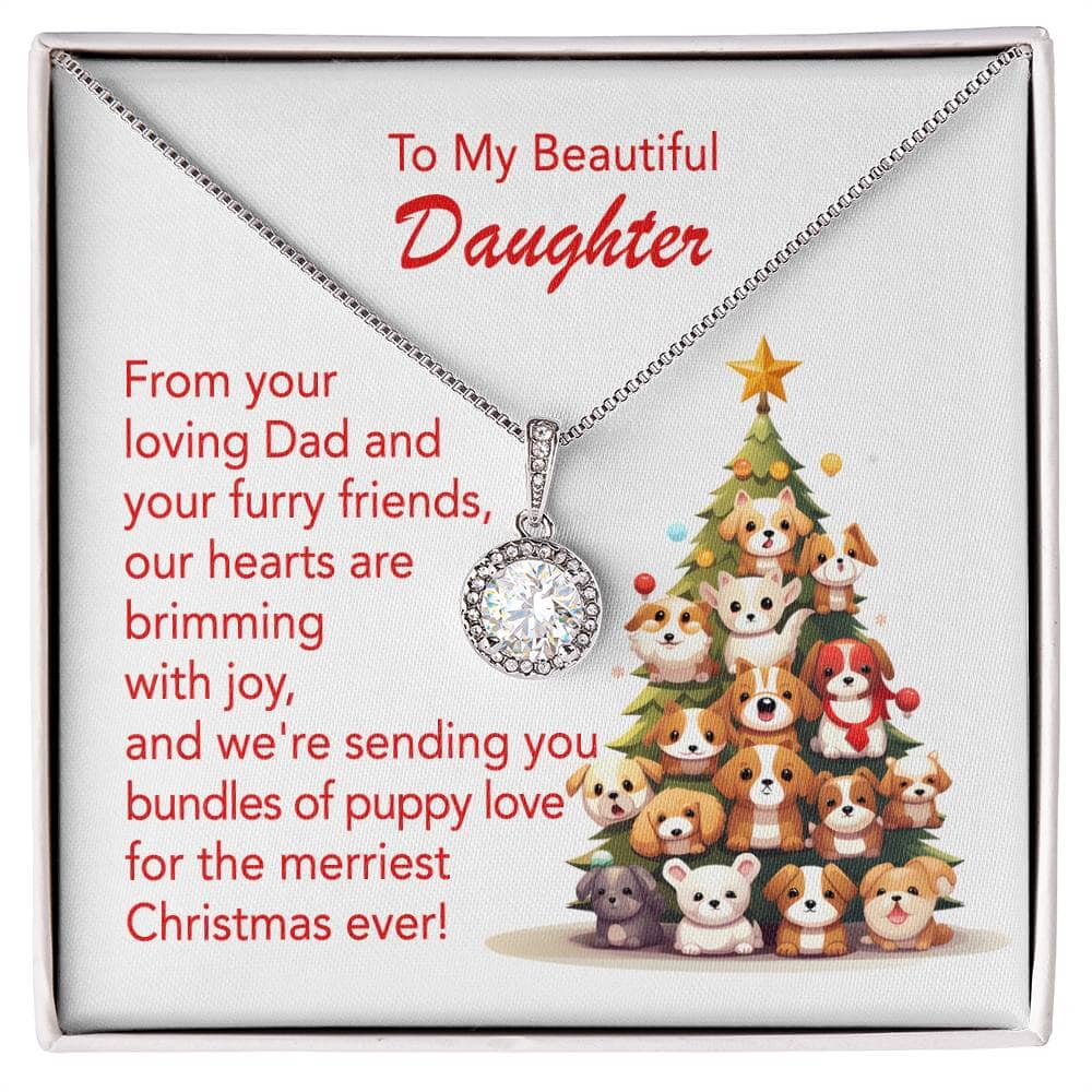 Puppy Love' Christmas Necklace & Card Set - A Gift from Dad Jewelry ShineOn Fulfillment 